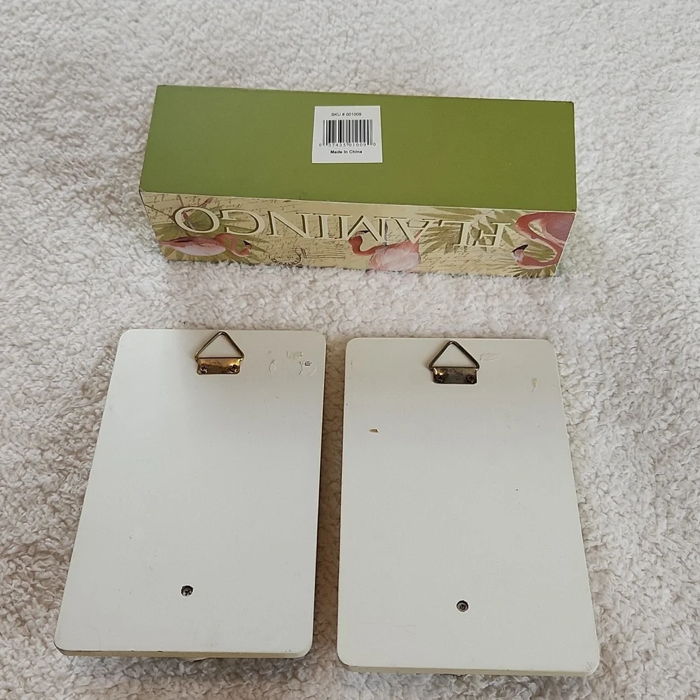FLAMINGO tea light holder and wall  hangers. Pink green and cream.  So pretty!